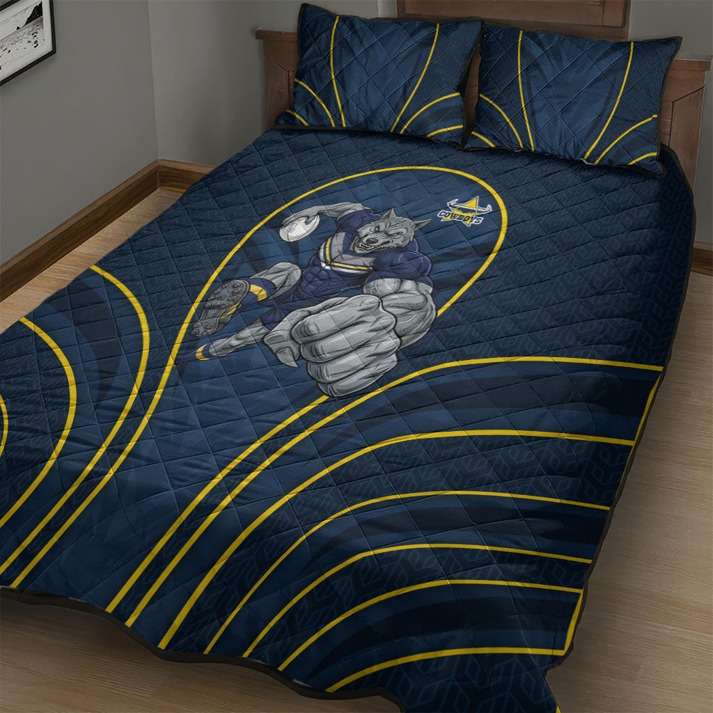 North Queensland Cowboys Rugby Mascot Quilt Bed Set Australian Rugby Culture - Tribal Inspired Wolf