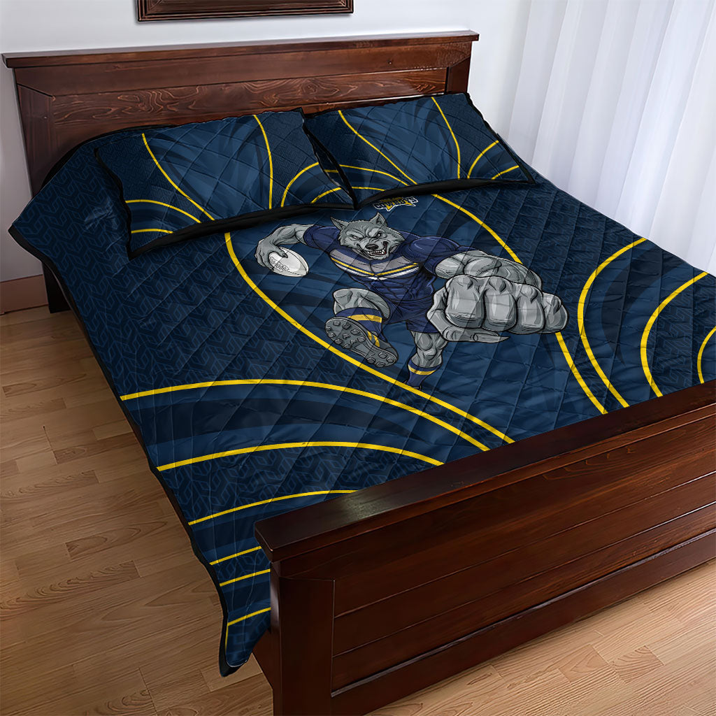 North Queensland Cowboys Rugby Mascot Quilt Bed Set Australian Rugby Culture - Tribal Inspired Wolf