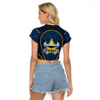 North Queensland Cowboys Rugby Mascot Raglan Cropped T Shirt Australian Rugby Culture - Tribal Inspired Wolf