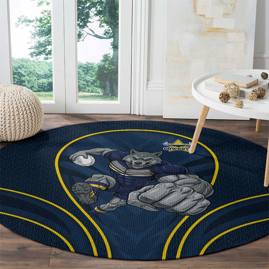 North Queensland Cowboys Rugby Mascot Round Carpet Australian Rugby Culture - Tribal Inspired Wolf