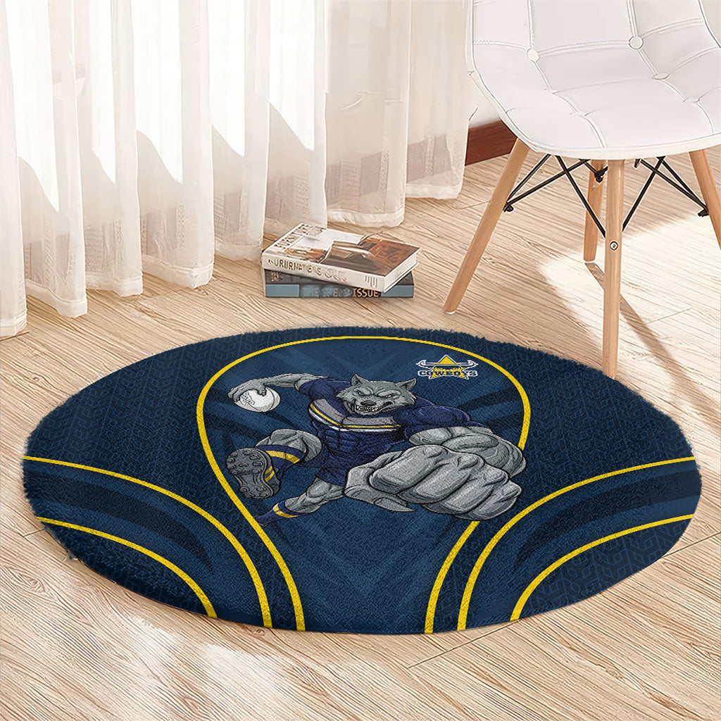 North Queensland Cowboys Rugby Mascot Round Carpet Australian Rugby Culture - Tribal Inspired Wolf