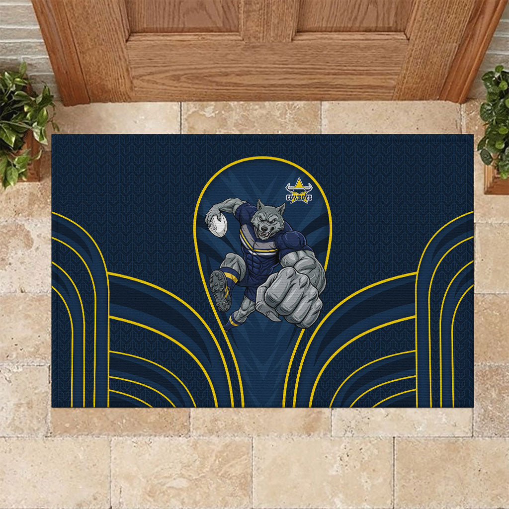 North Queensland Cowboys Rugby Mascot Rubber Doormat Australian Rugby Culture - Tribal Inspired Wolf