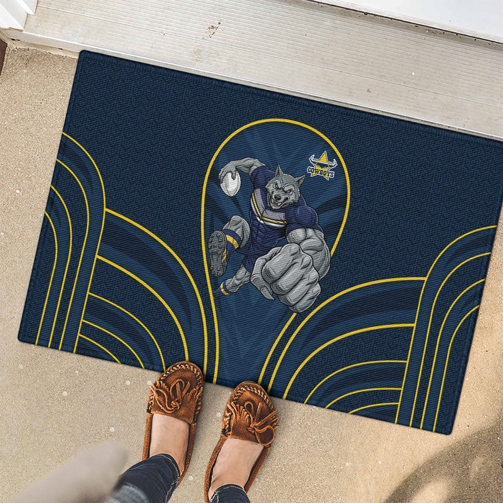 North Queensland Cowboys Rugby Mascot Rubber Doormat Australian Rugby Culture - Tribal Inspired Wolf