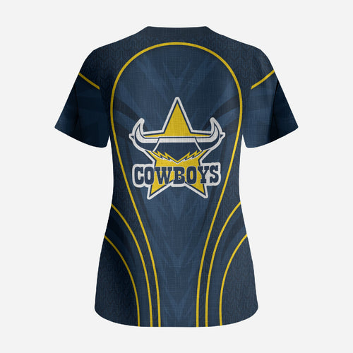 North Queensland Cowboys Rugby Mascot Scrub Top Australian Rugby Culture - Tribal Inspired Wolf