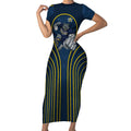 North Queensland Cowboys Rugby Mascot Short Sleeve Bodycon Dress Australian Rugby Culture - Tribal Inspired Wolf