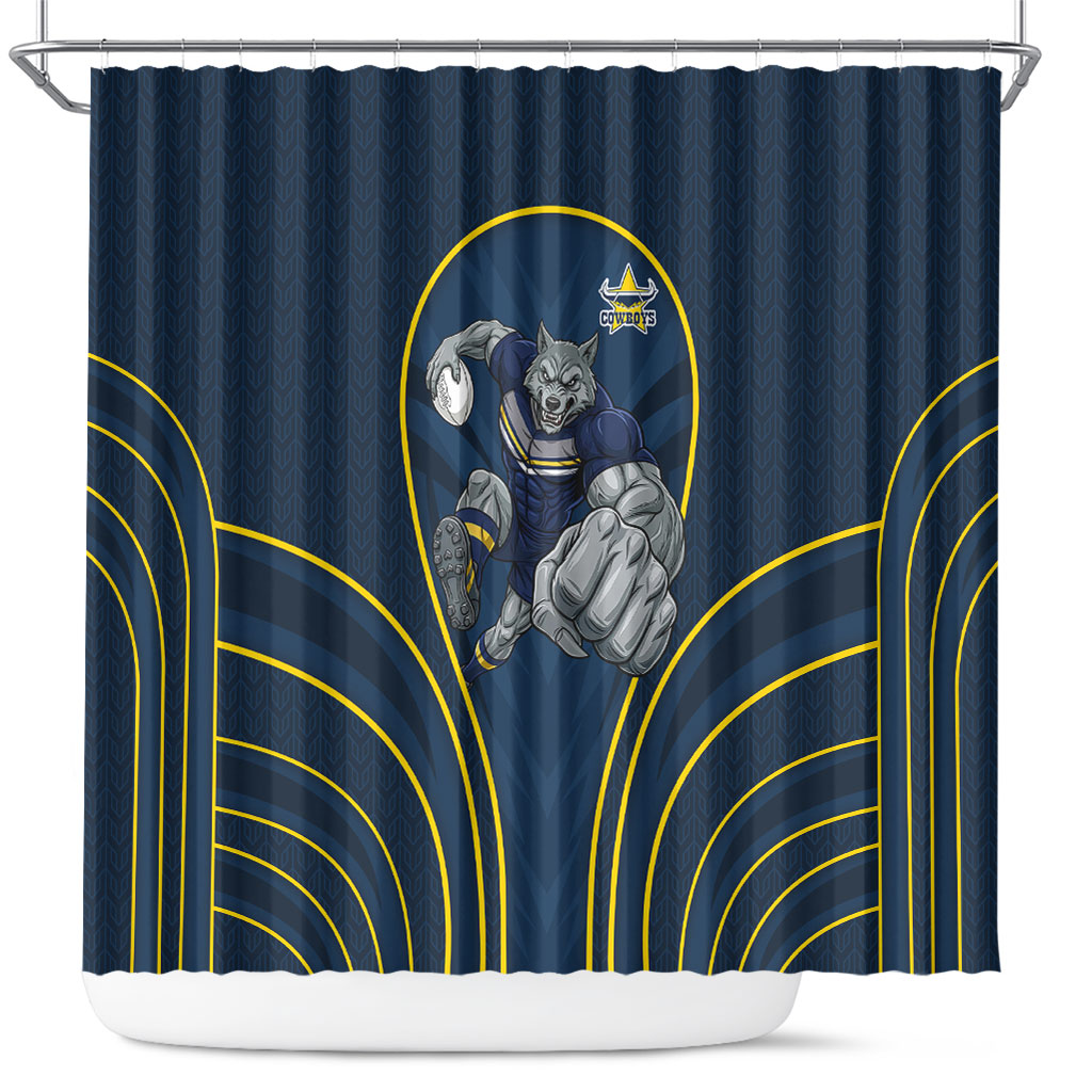 North Queensland Cowboys Rugby Mascot Shower Curtain Australian Rugby Culture - Tribal Inspired Wolf