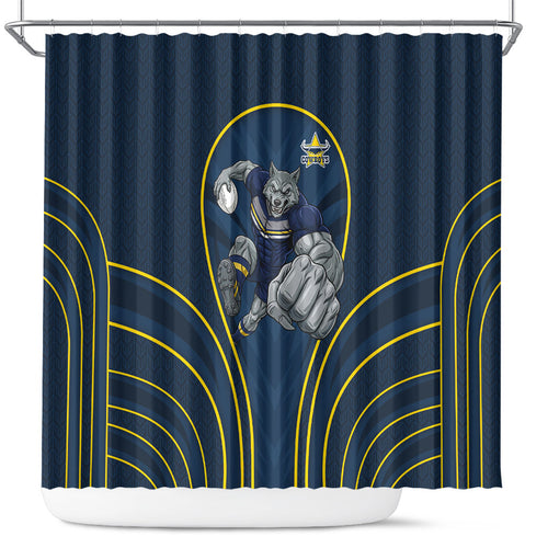 North Queensland Cowboys Rugby Mascot Shower Curtain Australian Rugby Culture - Tribal Inspired Wolf
