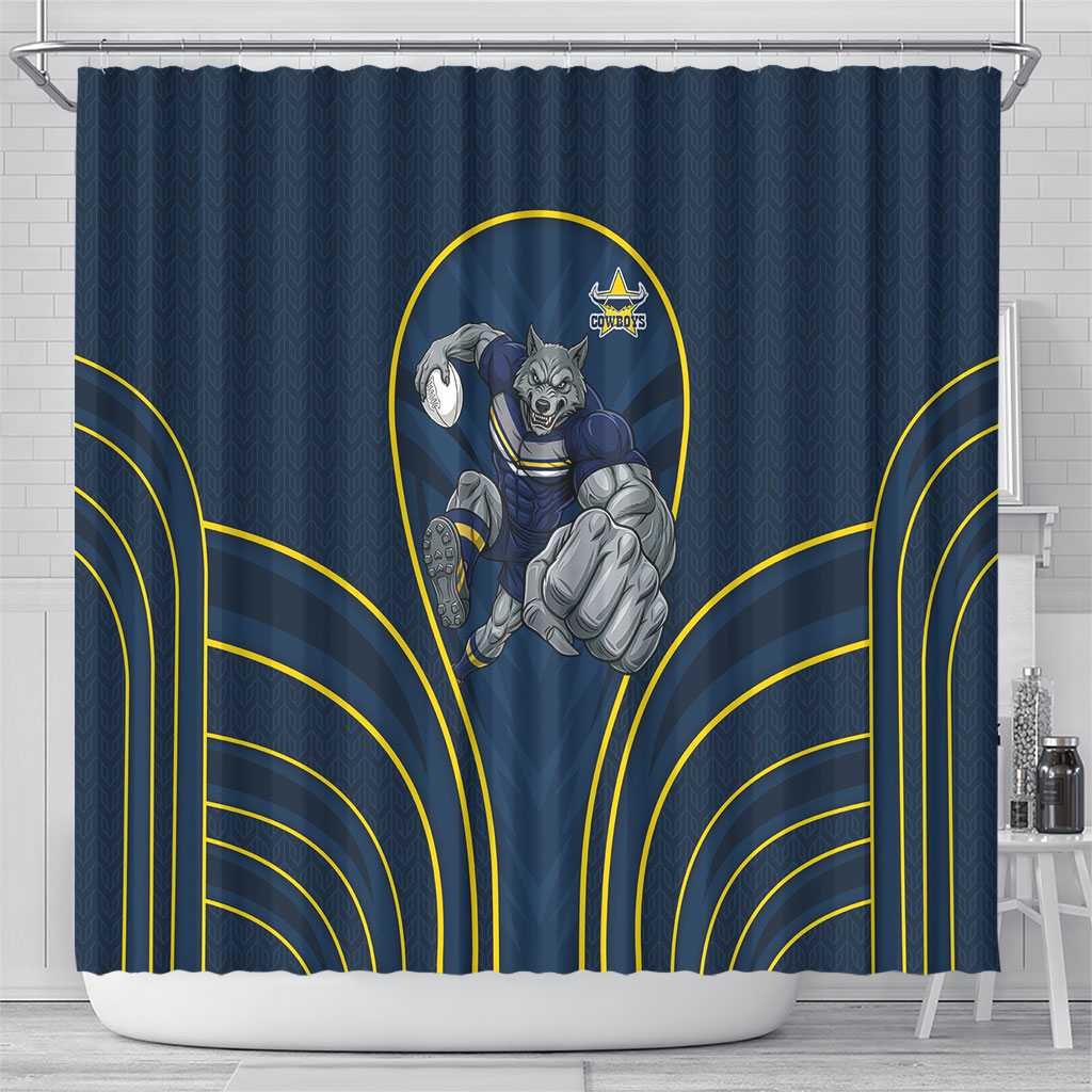 North Queensland Cowboys Rugby Mascot Shower Curtain Australian Rugby Culture - Tribal Inspired Wolf