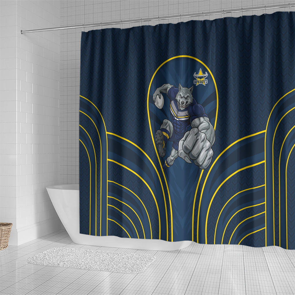 North Queensland Cowboys Rugby Mascot Shower Curtain Australian Rugby Culture - Tribal Inspired Wolf