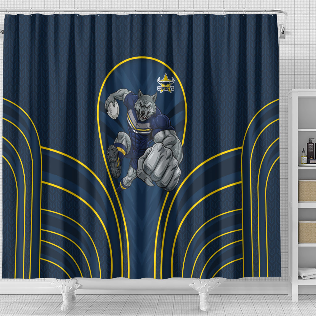 North Queensland Cowboys Rugby Mascot Shower Curtain Australian Rugby Culture - Tribal Inspired Wolf