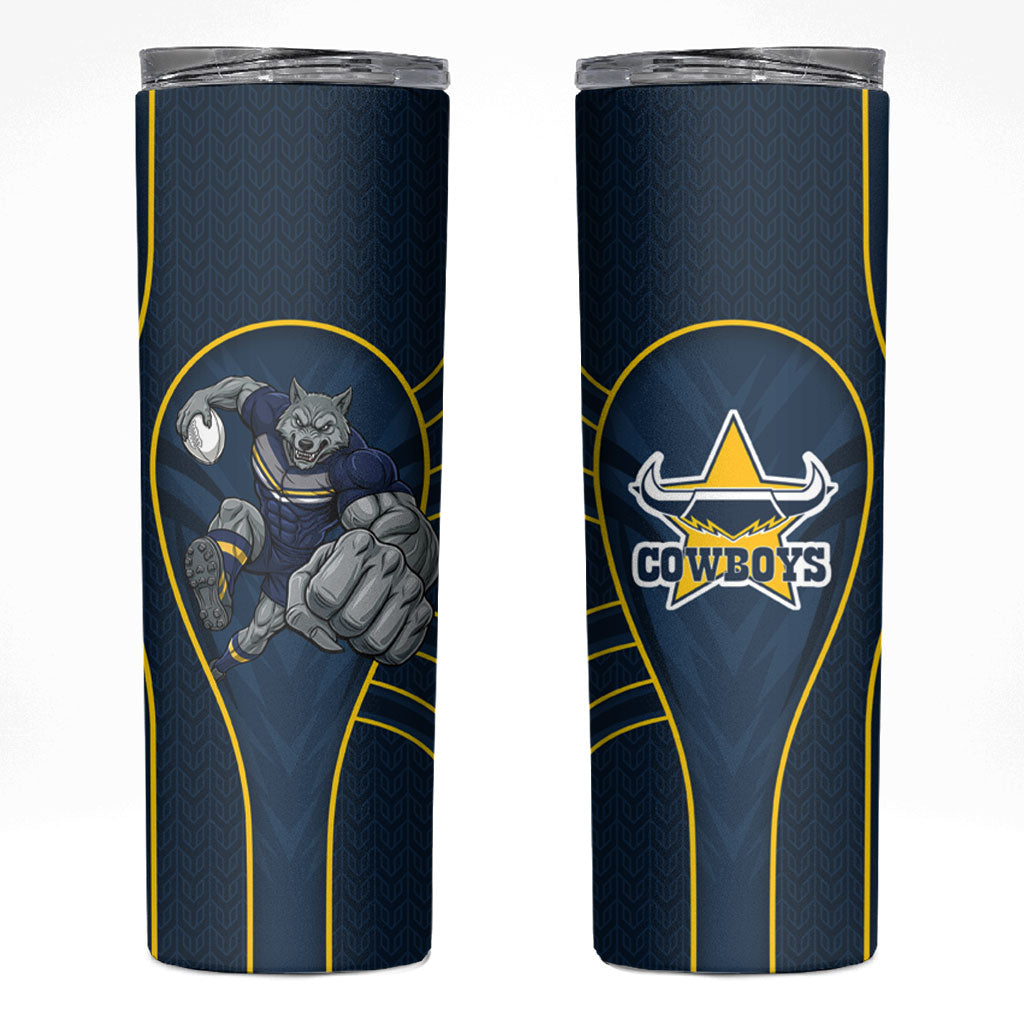 North Queensland Cowboys Rugby Mascot Skinny Tumbler Australian Rugby Culture - Tribal Inspired Wolf