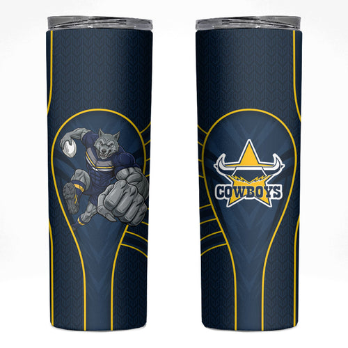 North Queensland Cowboys Rugby Mascot Skinny Tumbler Australian Rugby Culture - Tribal Inspired Wolf