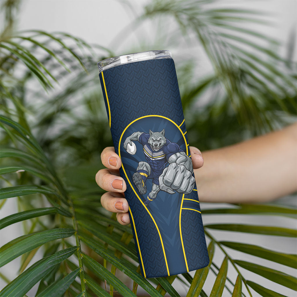 North Queensland Cowboys Rugby Mascot Skinny Tumbler Australian Rugby Culture - Tribal Inspired Wolf