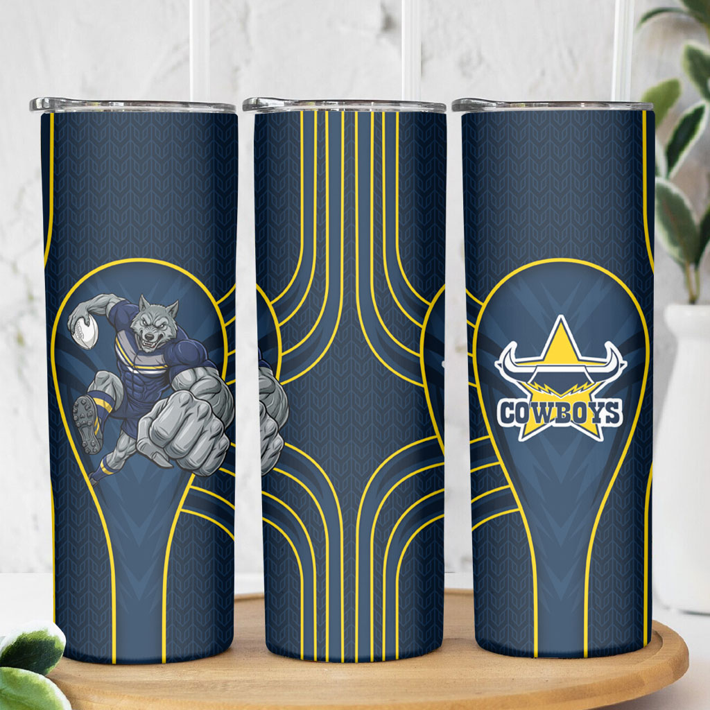 North Queensland Cowboys Rugby Mascot Skinny Tumbler Australian Rugby Culture - Tribal Inspired Wolf