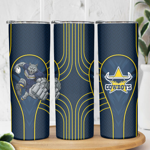 North Queensland Cowboys Rugby Mascot Skinny Tumbler Australian Rugby Culture - Tribal Inspired Wolf