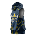 North Queensland Cowboys Rugby Mascot Sleeveless Hoodie Australian Rugby Culture - Tribal Inspired Wolf