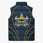 North Queensland Cowboys Rugby Mascot Sleeveless Puffer Jacket Australian Rugby Culture - Tribal Inspired Wolf