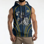North Queensland Cowboys Rugby Mascot Sleeveless Zip Hoodie Australian Rugby Culture - Tribal Inspired Wolf