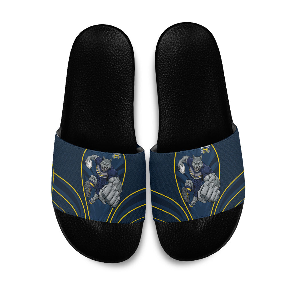 North Queensland Cowboys Rugby Mascot Slide Sandals Australian Rugby Culture - Tribal Inspired Wolf