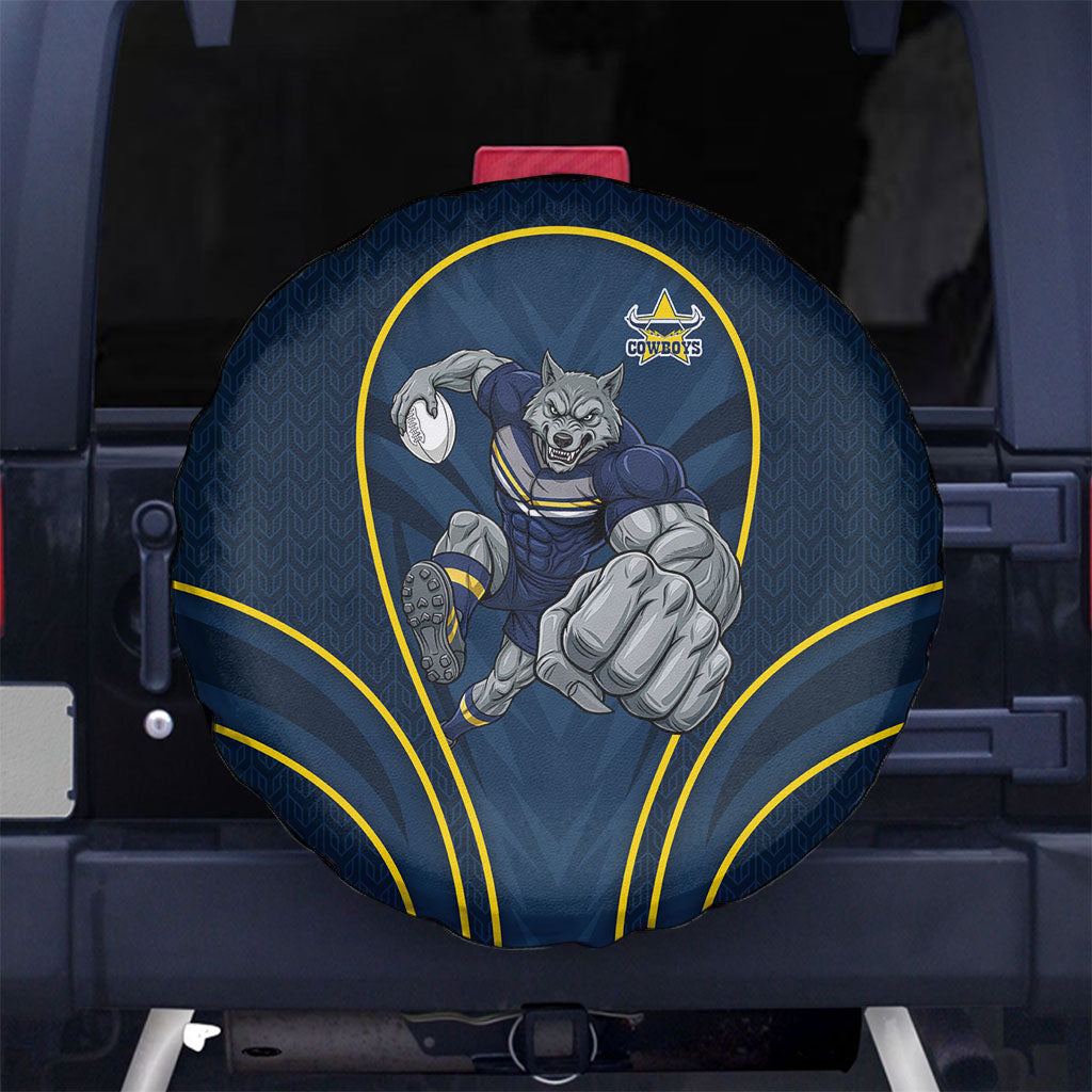 North Queensland Cowboys Rugby Mascot Spare Tire Cover Australian Rugby Culture - Tribal Inspired Wolf
