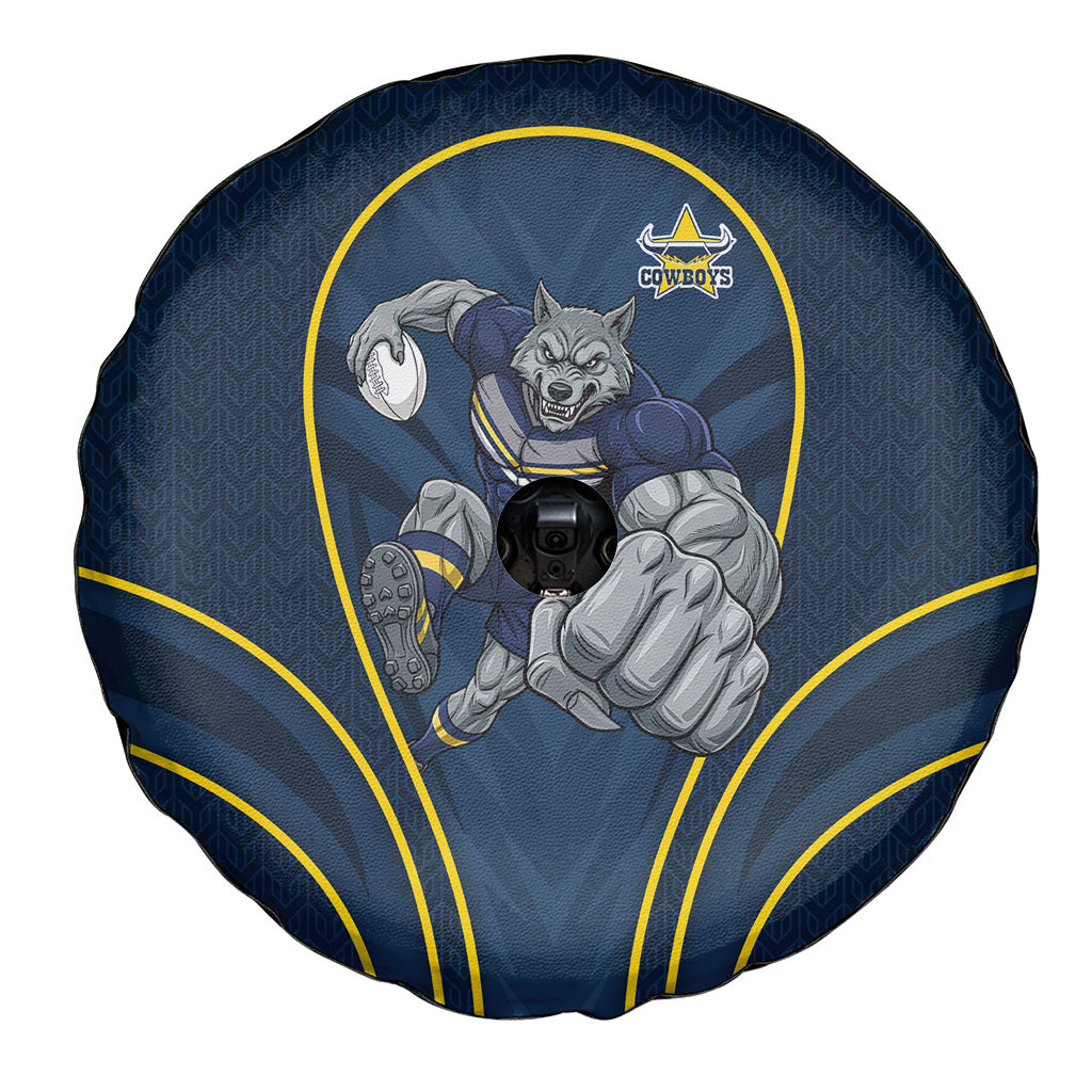 North Queensland Cowboys Rugby Mascot Spare Tire Cover Australian Rugby Culture - Tribal Inspired Wolf