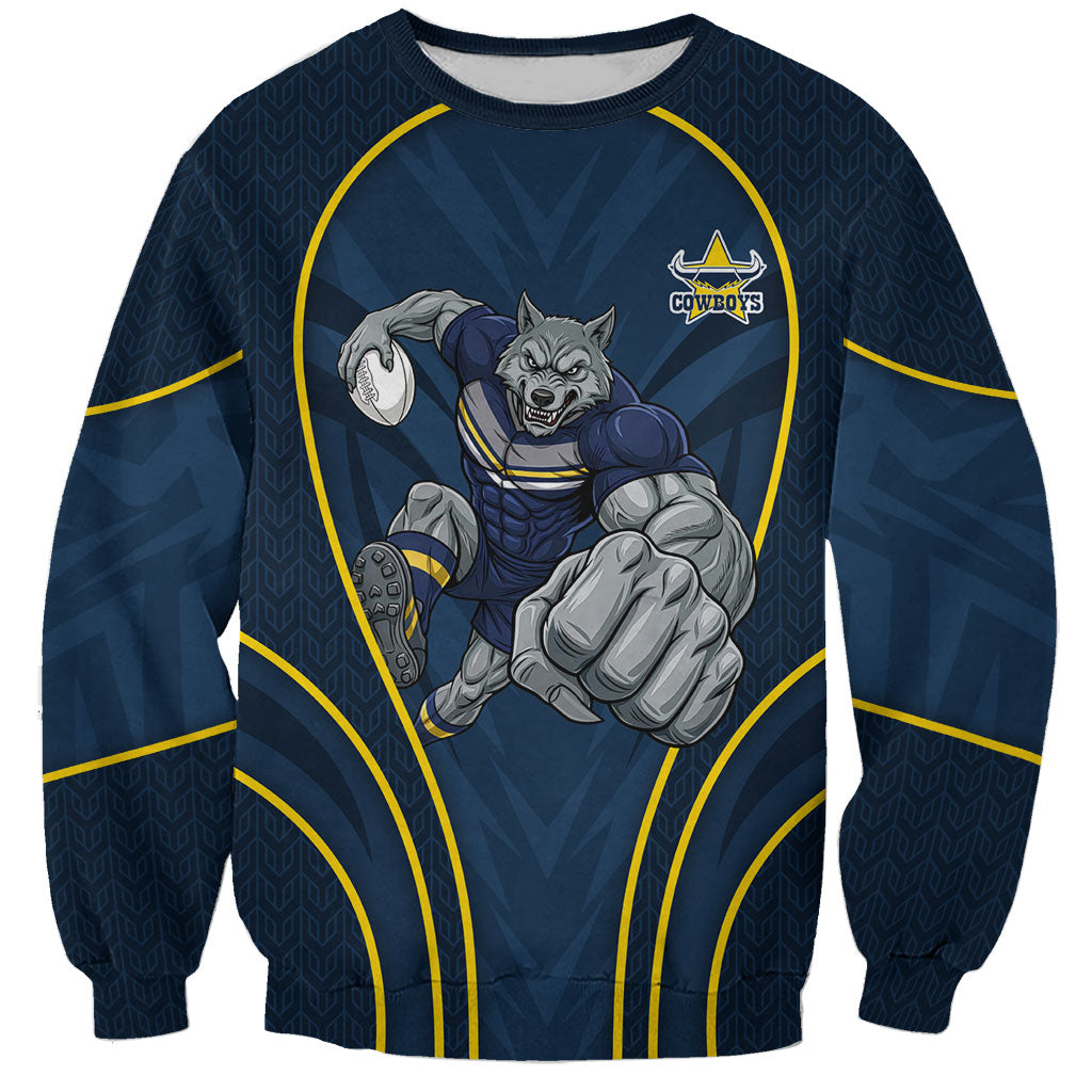 North Queensland Cowboys Rugby Mascot Sweatshirt Australian Rugby Culture - Tribal Inspired Wolf