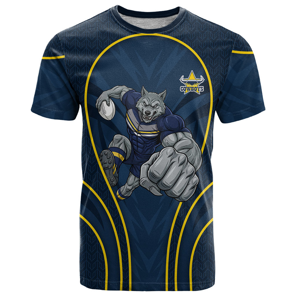 North Queensland Cowboys Rugby Mascot T Shirt Australian Rugby Culture - Tribal Inspired Wolf
