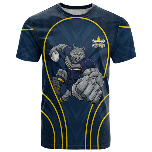 North Queensland Cowboys Rugby Mascot T Shirt Australian Rugby Culture - Tribal Inspired Wolf