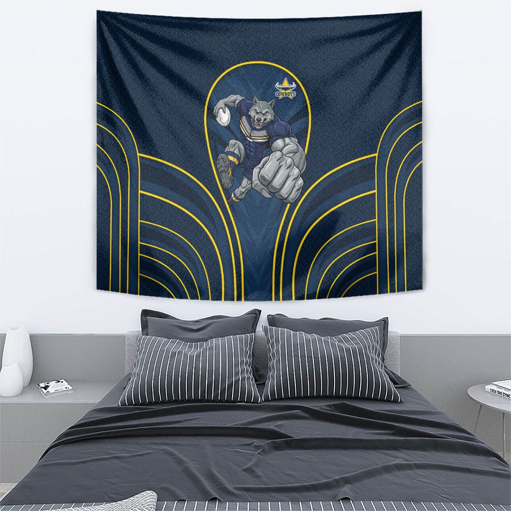 North Queensland Cowboys Rugby Mascot Tapestry Australian Rugby Culture - Tribal Inspired Wolf