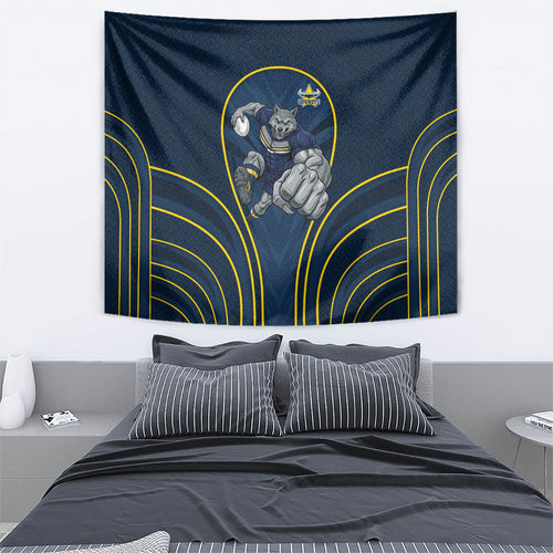 North Queensland Cowboys Rugby Mascot Tapestry Australian Rugby Culture - Tribal Inspired Wolf