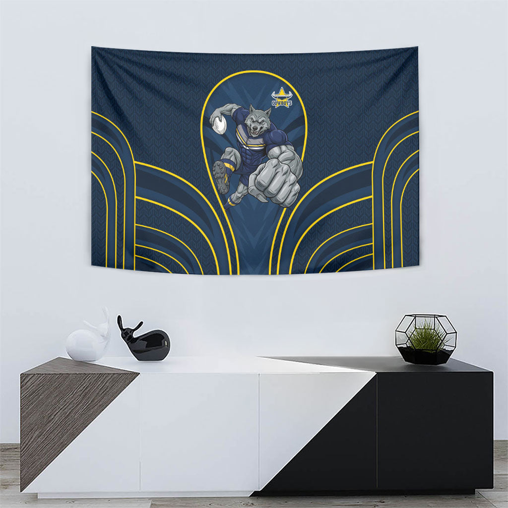 North Queensland Cowboys Rugby Mascot Tapestry Australian Rugby Culture - Tribal Inspired Wolf