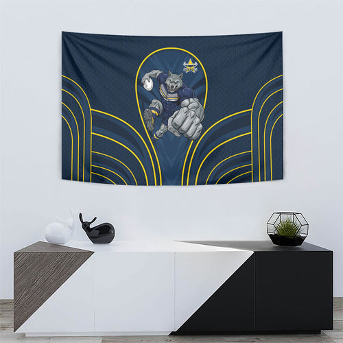 North Queensland Cowboys Rugby Mascot Tapestry Australian Rugby Culture - Tribal Inspired Wolf
