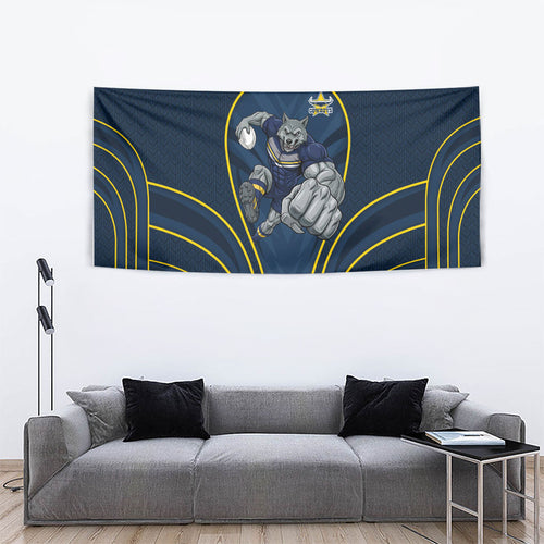 North Queensland Cowboys Rugby Mascot Tapestry Australian Rugby Culture - Tribal Inspired Wolf
