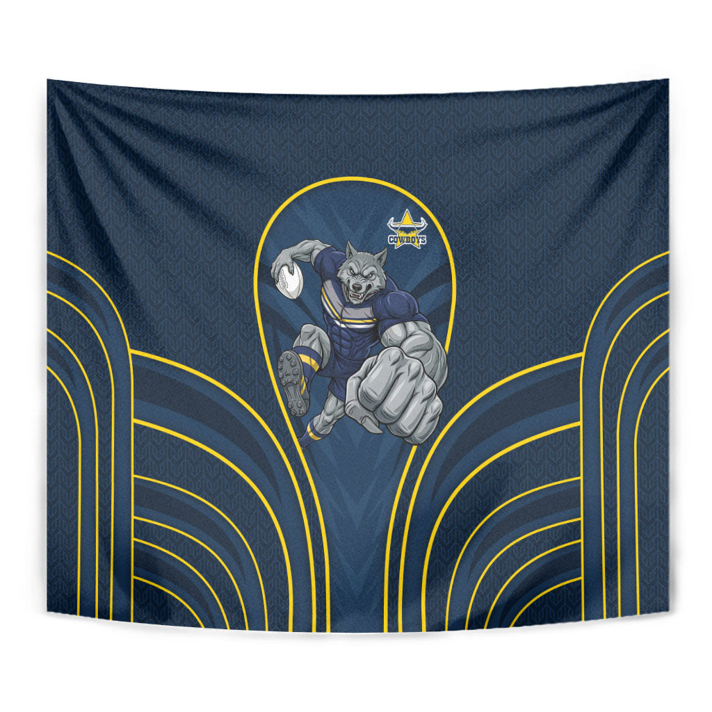 North Queensland Cowboys Rugby Mascot Tapestry Australian Rugby Culture - Tribal Inspired Wolf