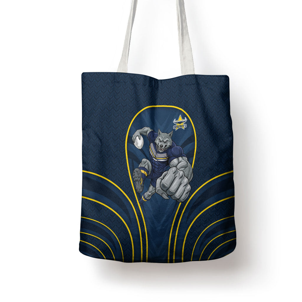 North Queensland Cowboys Rugby Mascot Tote Bag Australian Rugby Culture - Tribal Inspired Wolf