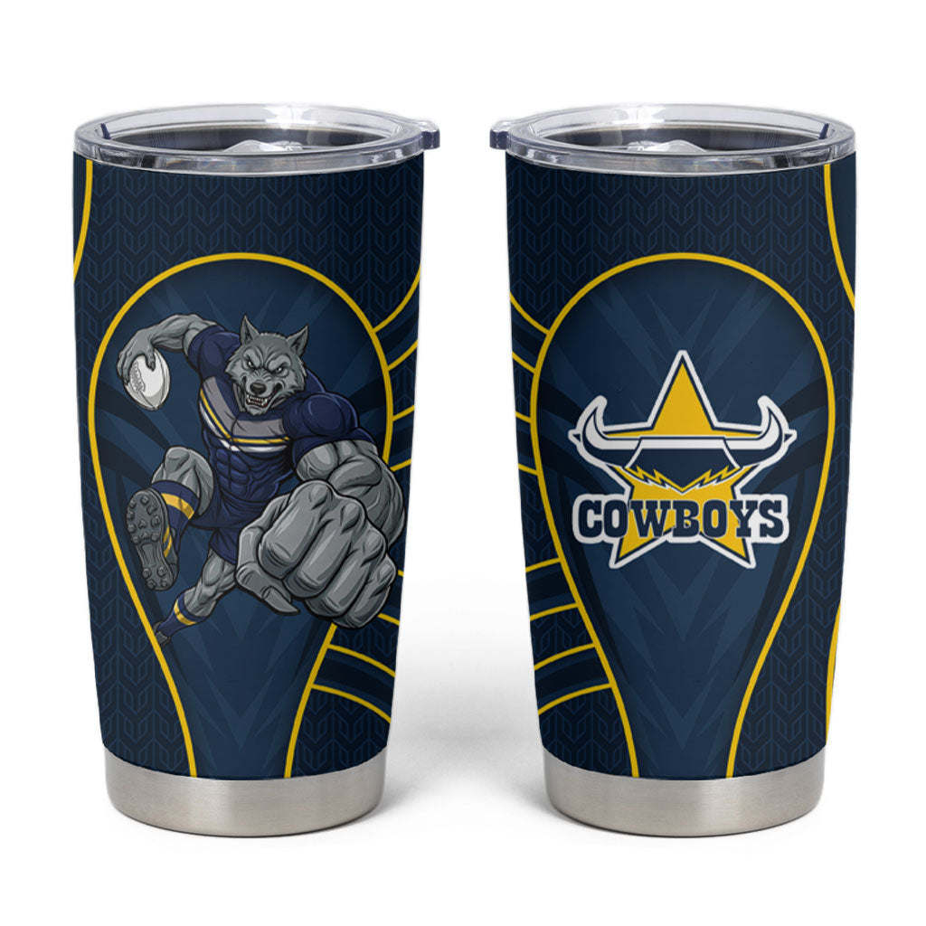 North Queensland Cowboys Rugby Mascot Tumbler Cup Australian Rugby Culture - Tribal Inspired Wolf