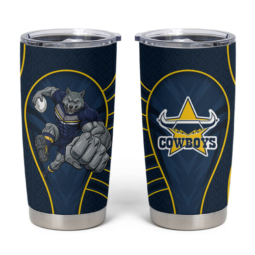 North Queensland Cowboys Rugby Mascot Tumbler Cup Australian Rugby Culture - Tribal Inspired Wolf