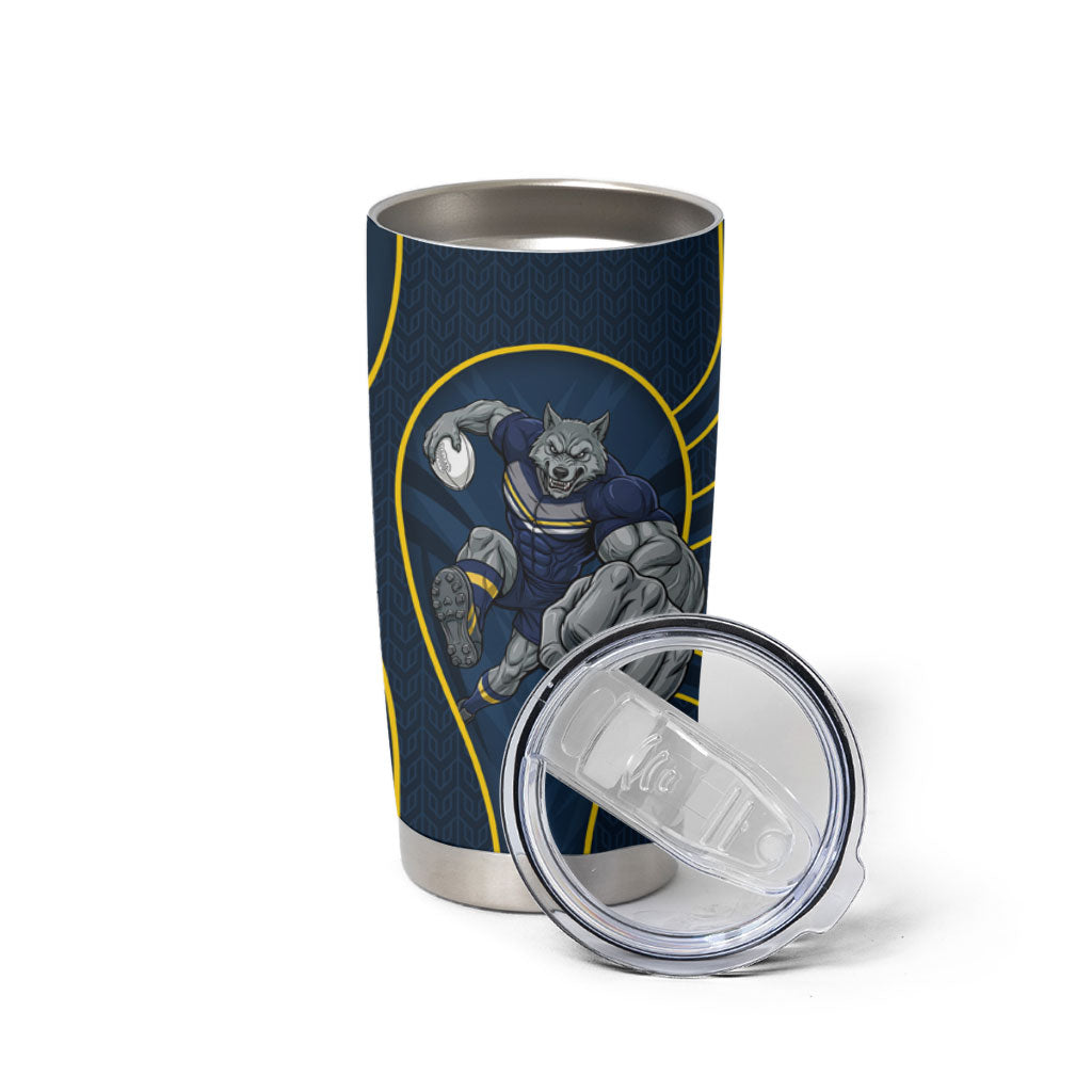North Queensland Cowboys Rugby Mascot Tumbler Cup Australian Rugby Culture - Tribal Inspired Wolf