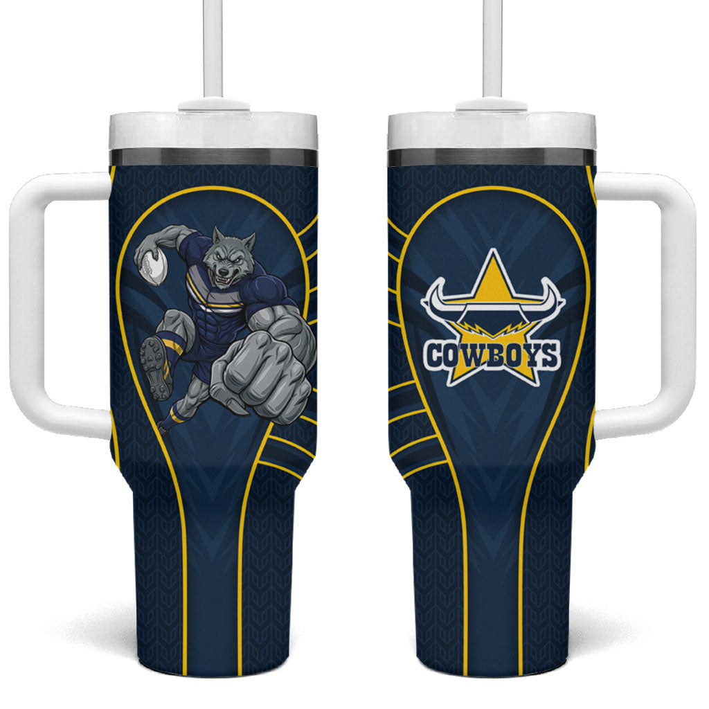North Queensland Cowboys Rugby Mascot Tumbler With Handle Australian Rugby Culture - Tribal Inspired Wolf