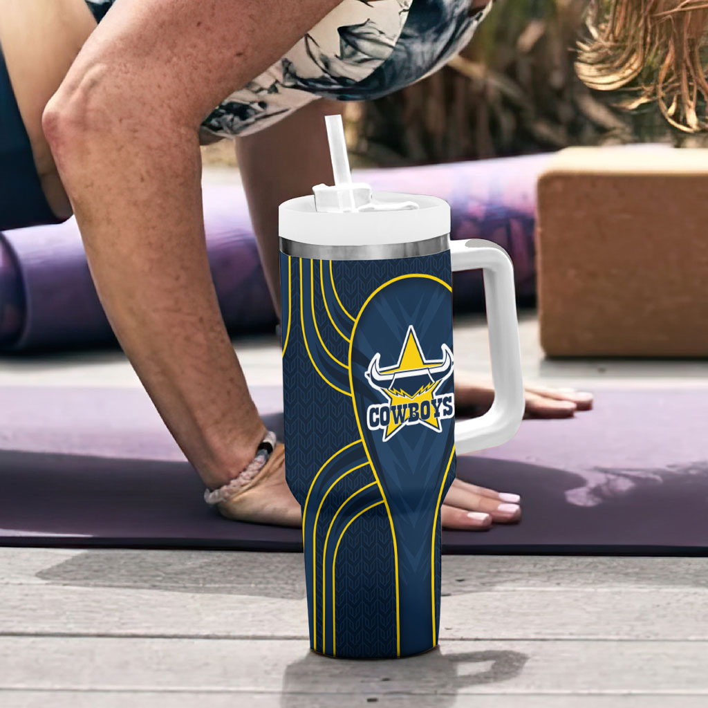 North Queensland Cowboys Rugby Mascot Tumbler With Handle Australian Rugby Culture - Tribal Inspired Wolf