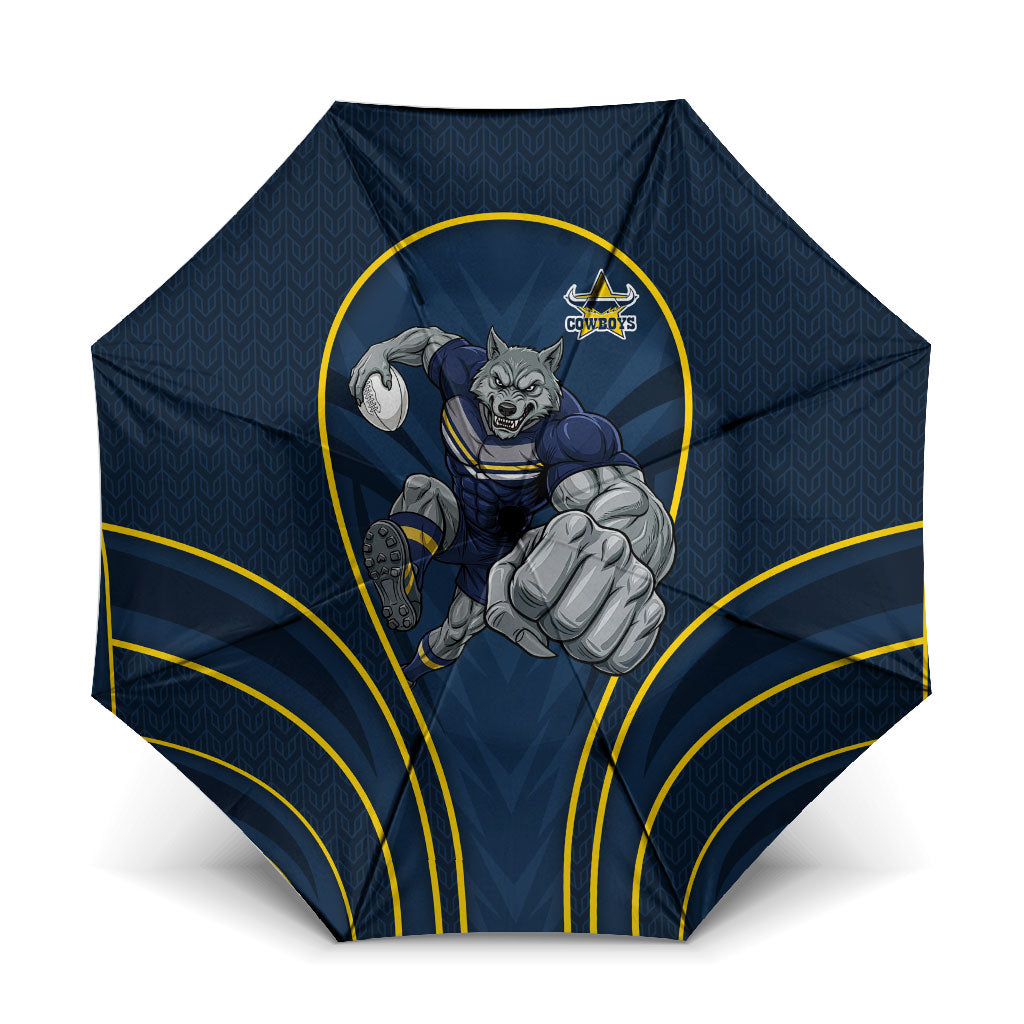 North Queensland Cowboys Rugby Mascot Umbrella Australian Rugby Culture - Tribal Inspired Wolf