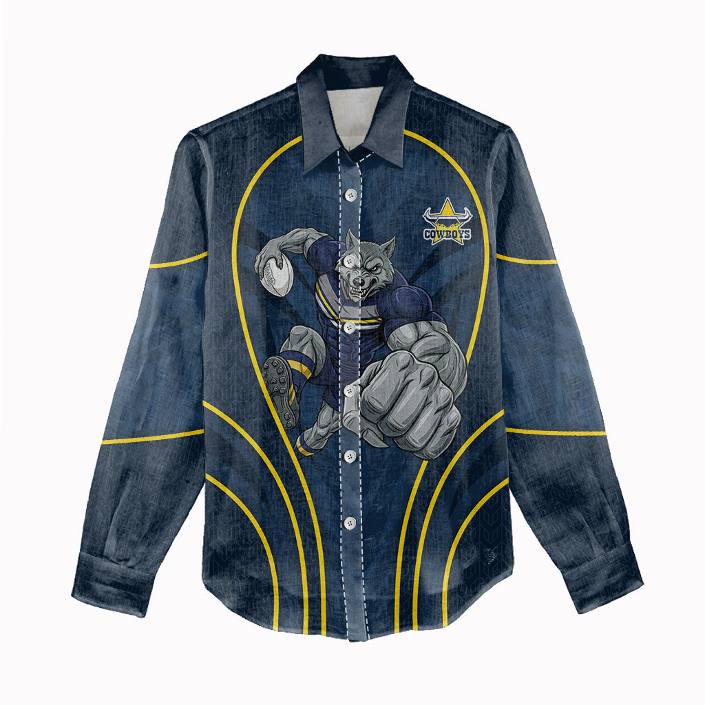 North Queensland Cowboys Rugby Mascot Women Casual Shirt Australian Rugby Culture - Tribal Inspired Wolf