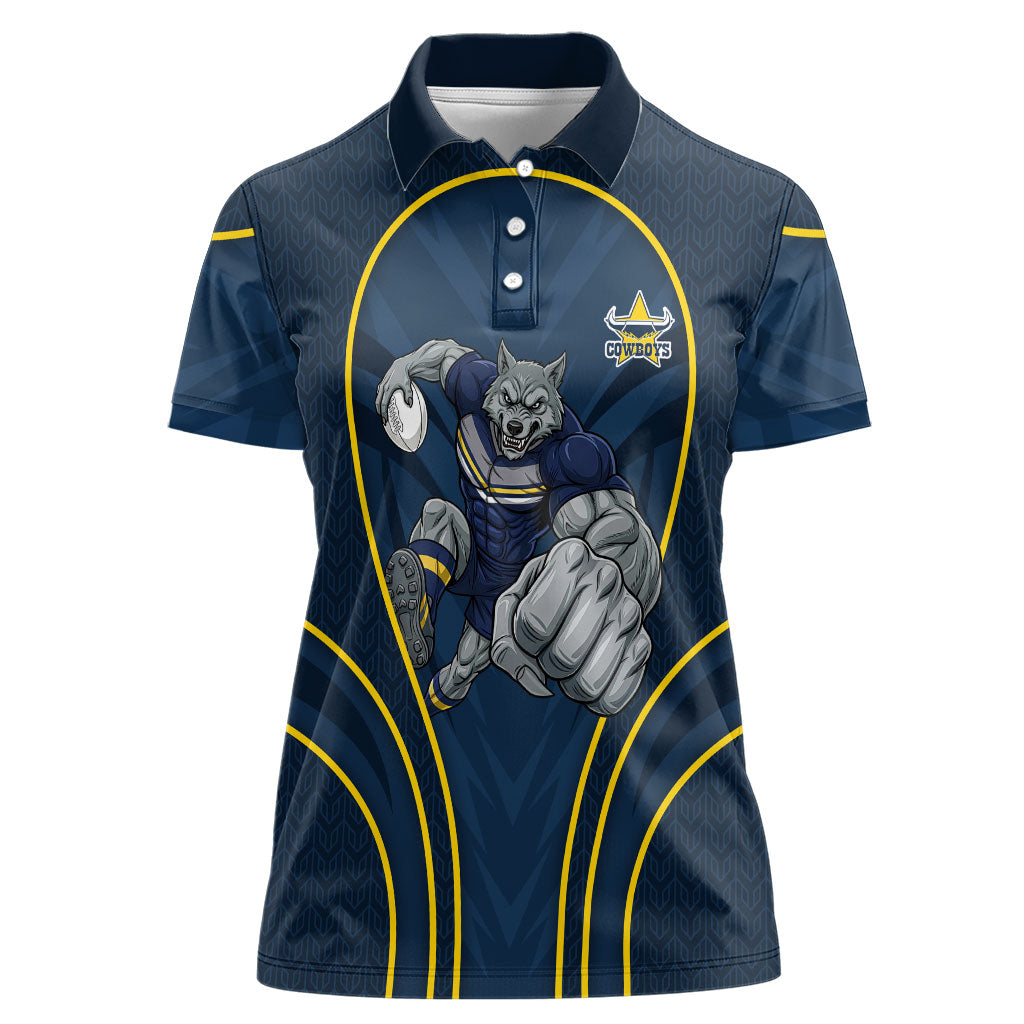 North Queensland Cowboys Rugby Mascot Women Polo Shirt Australian Rugby Culture - Tribal Inspired Wolf