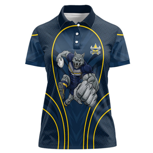 North Queensland Cowboys Rugby Mascot Women Polo Shirt Australian Rugby Culture - Tribal Inspired Wolf