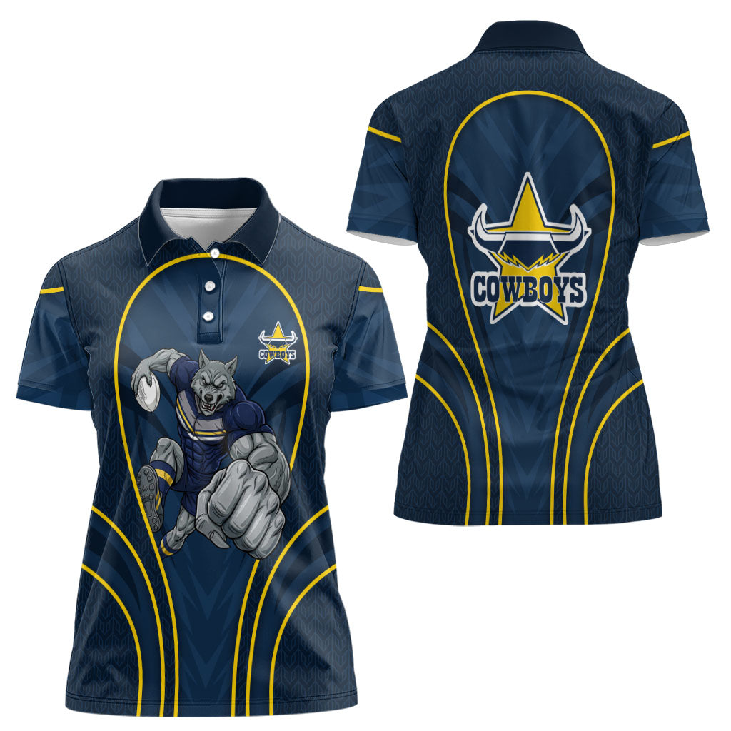 North Queensland Cowboys Rugby Mascot Women Polo Shirt Australian Rugby Culture - Tribal Inspired Wolf