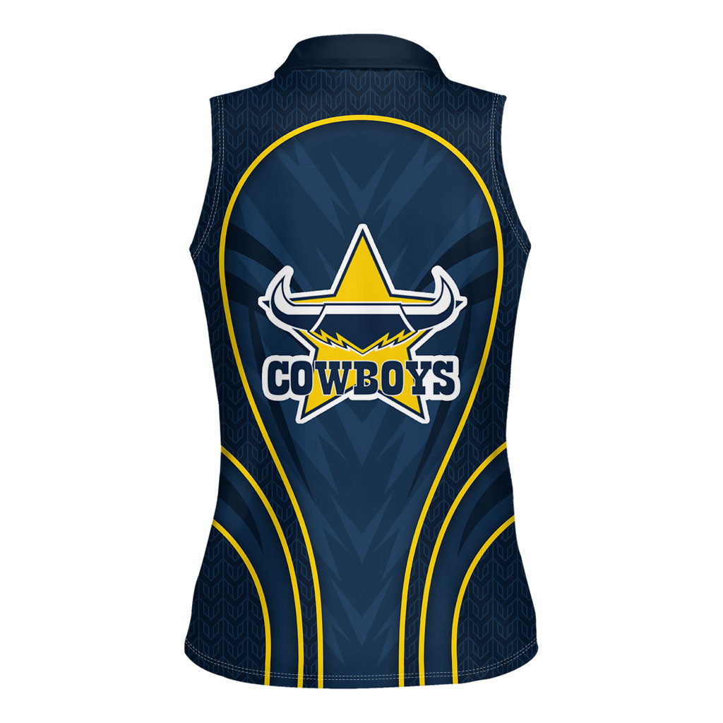 North Queensland Cowboys Rugby Mascot Women Sleeveless Polo Shirt Australian Rugby Culture - Tribal Inspired Wolf