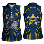 North Queensland Cowboys Rugby Mascot Women Sleeveless Polo Shirt Australian Rugby Culture - Tribal Inspired Wolf