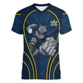North Queensland Cowboys Rugby Mascot Women V-Neck T-Shirt Australian Rugby Culture - Tribal Inspired Wolf