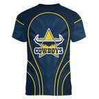 North Queensland Cowboys Rugby Mascot Women V-Neck T-Shirt Australian Rugby Culture - Tribal Inspired Wolf