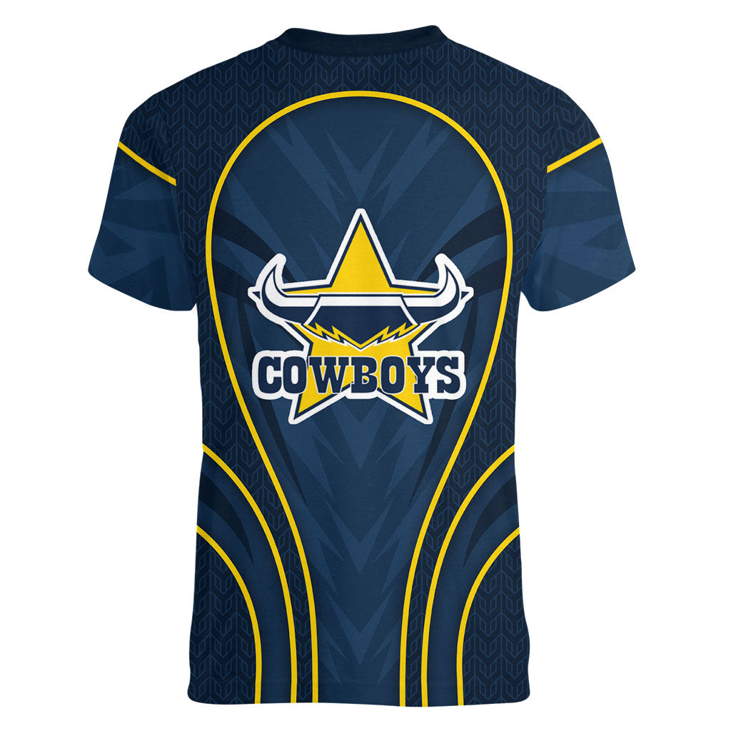 North Queensland Cowboys Rugby Mascot Women V-Neck T-Shirt Australian Rugby Culture - Tribal Inspired Wolf